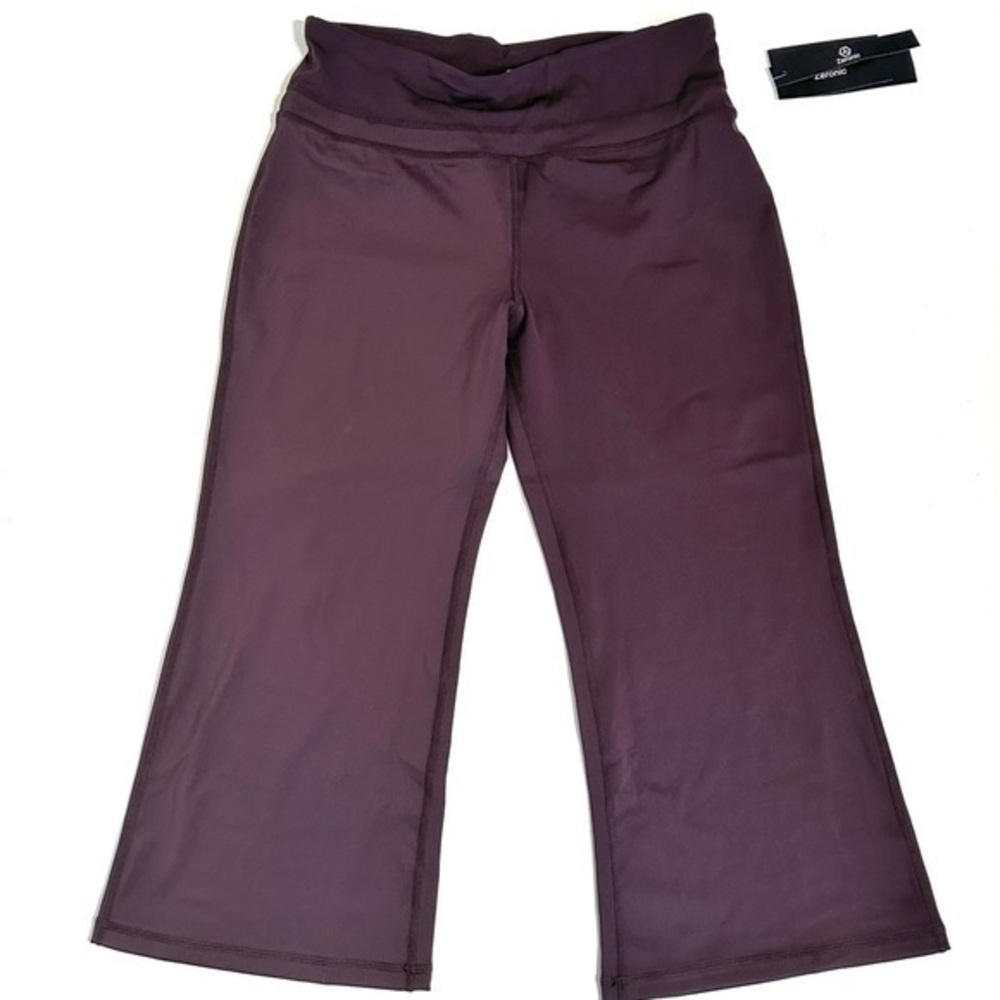 NWT Zeronic Womens Brown Cropped Wide Leg Yoga‎ Pants Size L